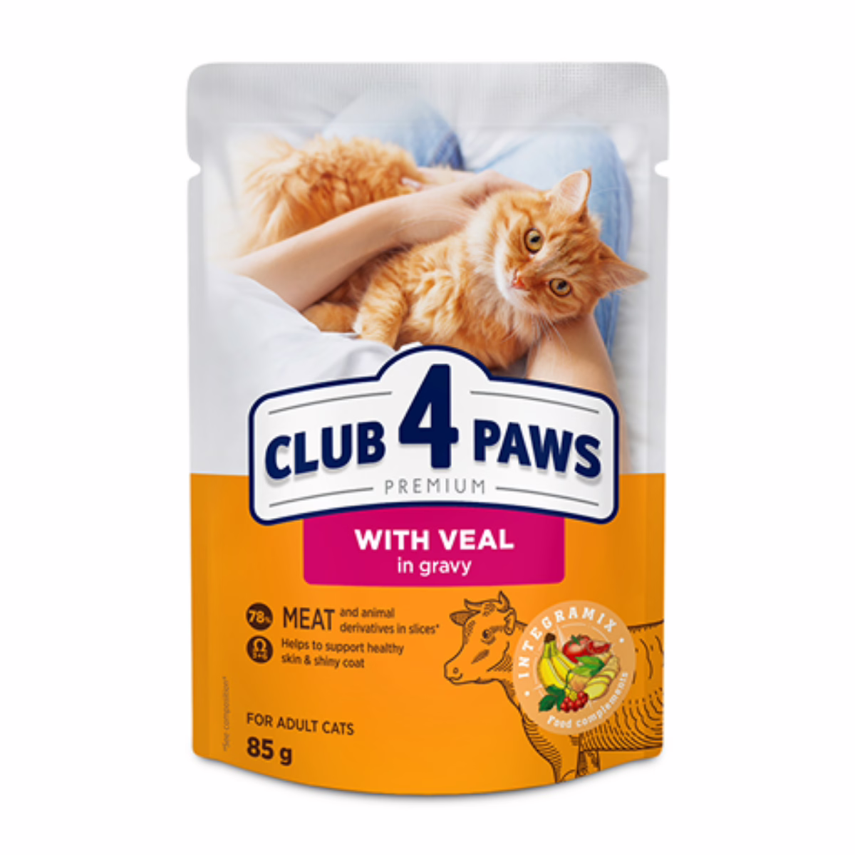 Club 4 Paws طعام رطب متكامل للقطط، لحم عجل في المرق