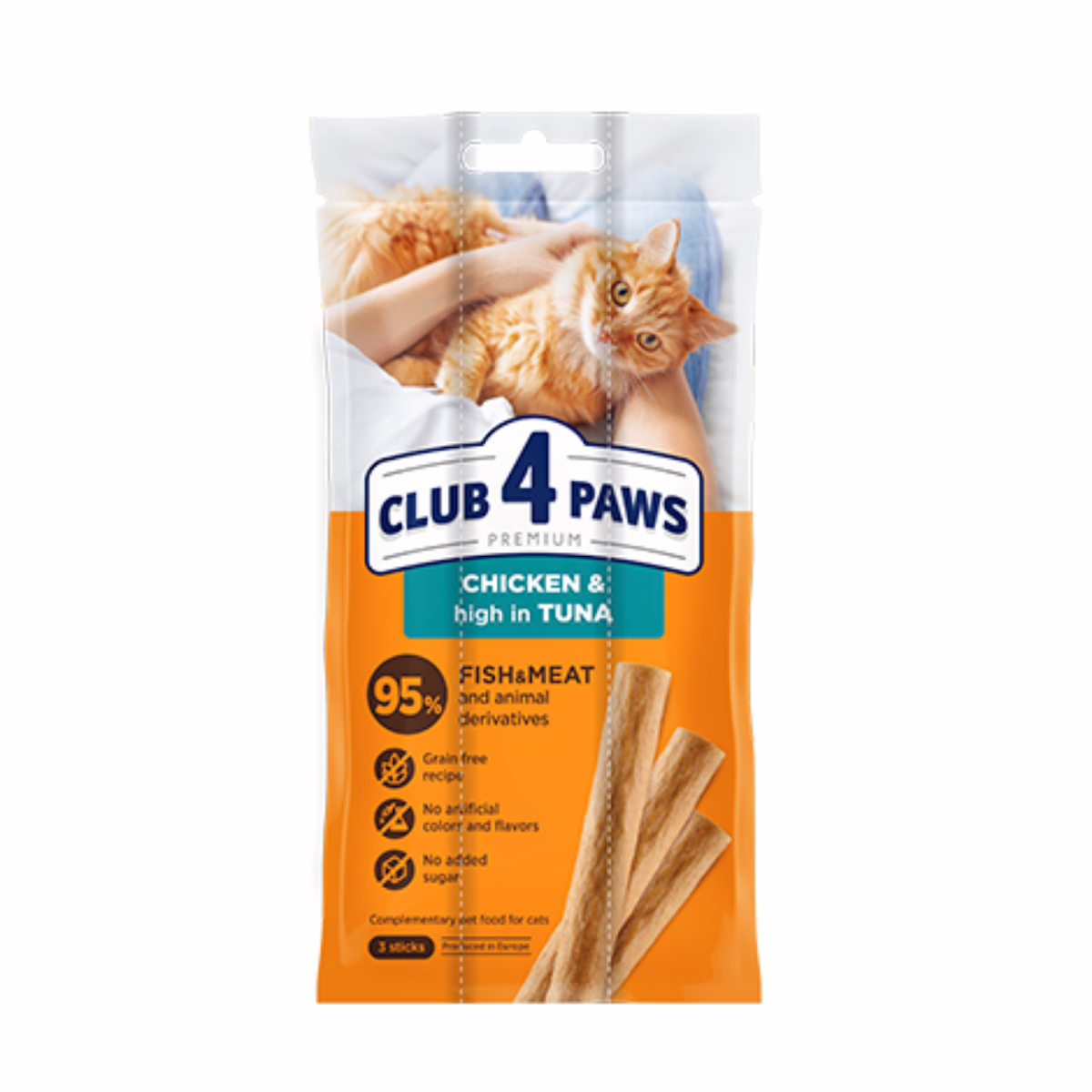 Club 4 Paws ستيك اللحم للقطط، دجاج وتونة، 3×5غ