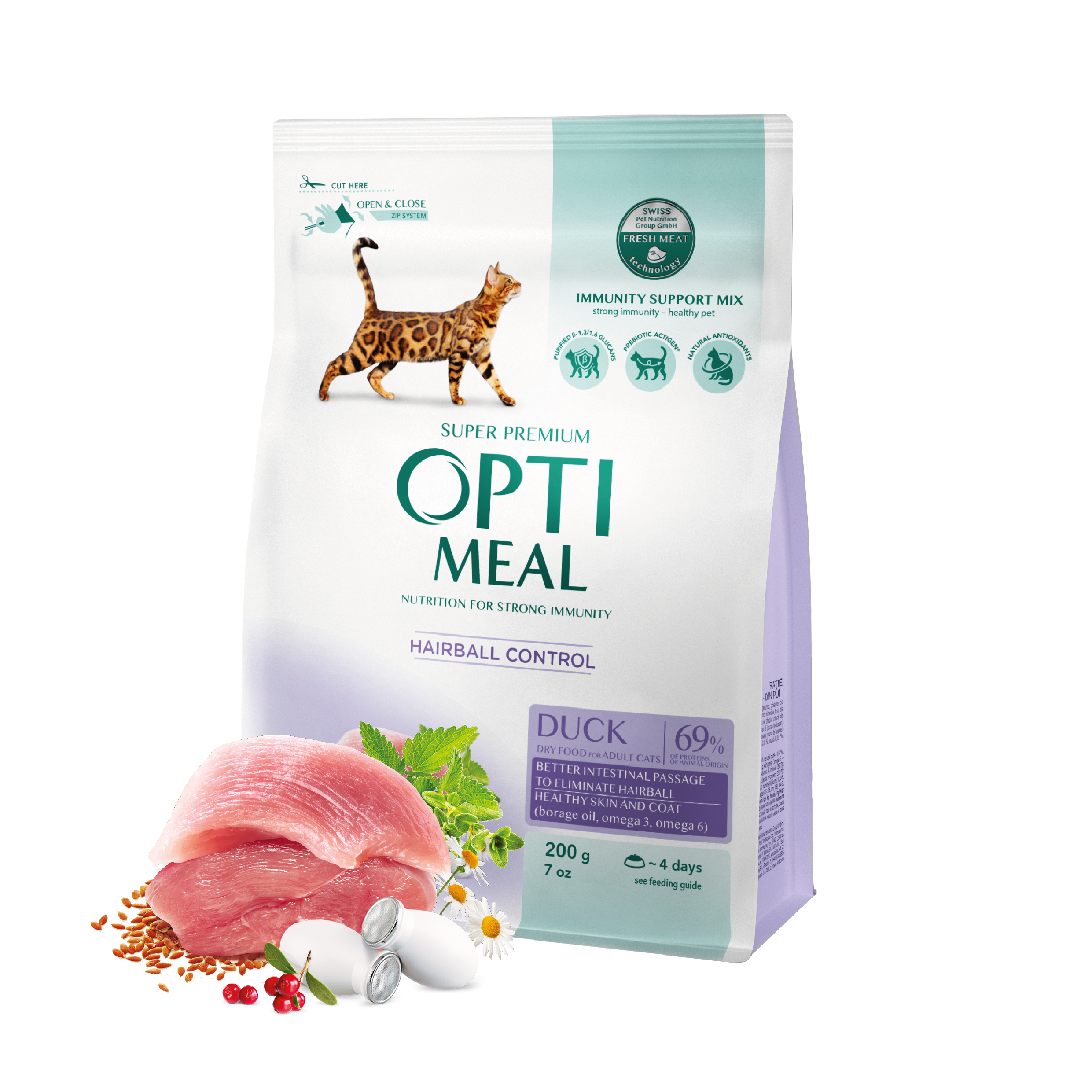 200g hairball control+meat Optimeal Adult Hairball Control Duck (200g) - Image 1