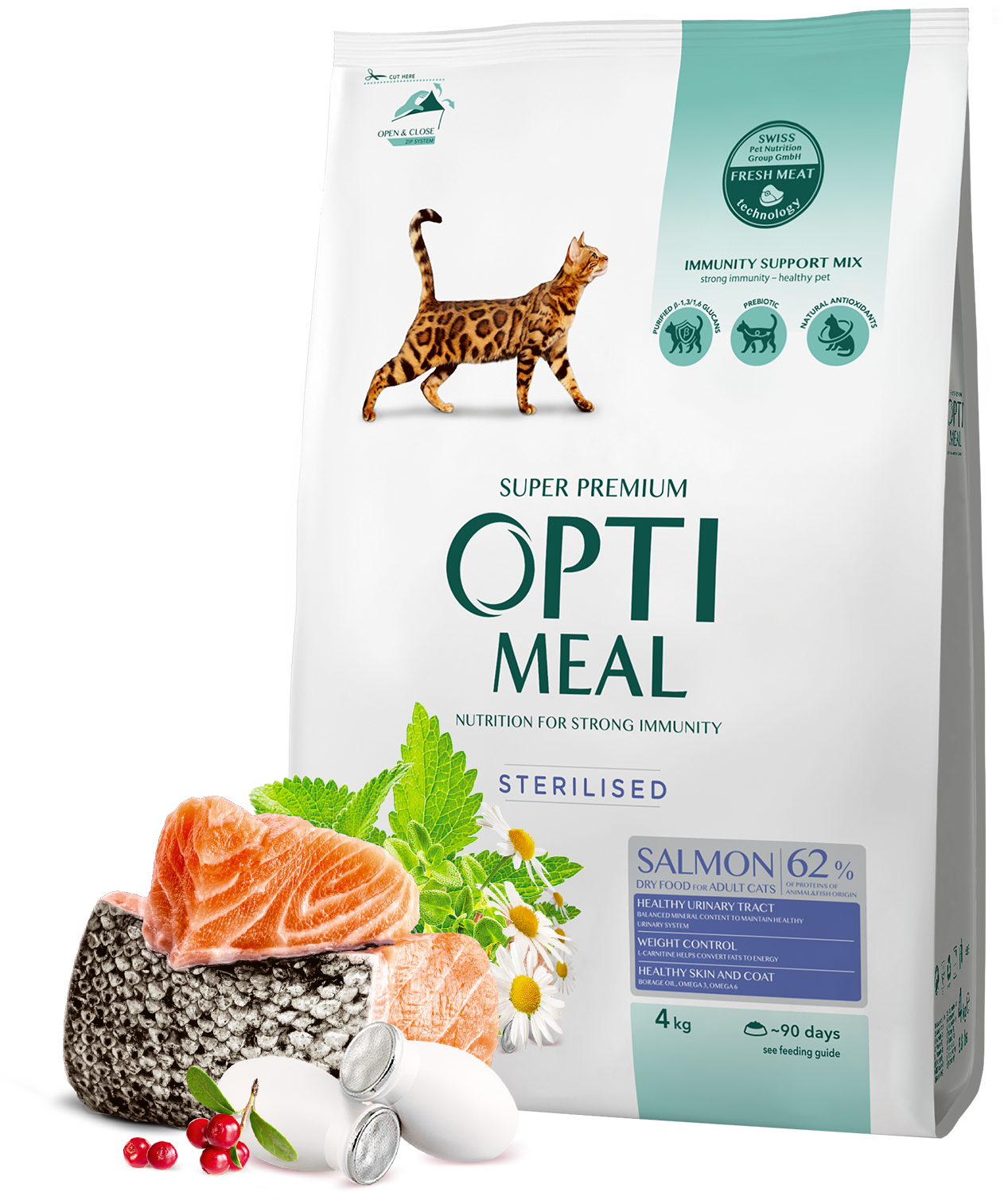 MOCKUP_Sterilised_Cats_Salmon_4kg_meat Optimeal Adult Sterilised Salmon & Oat (4kg) - Image 1
