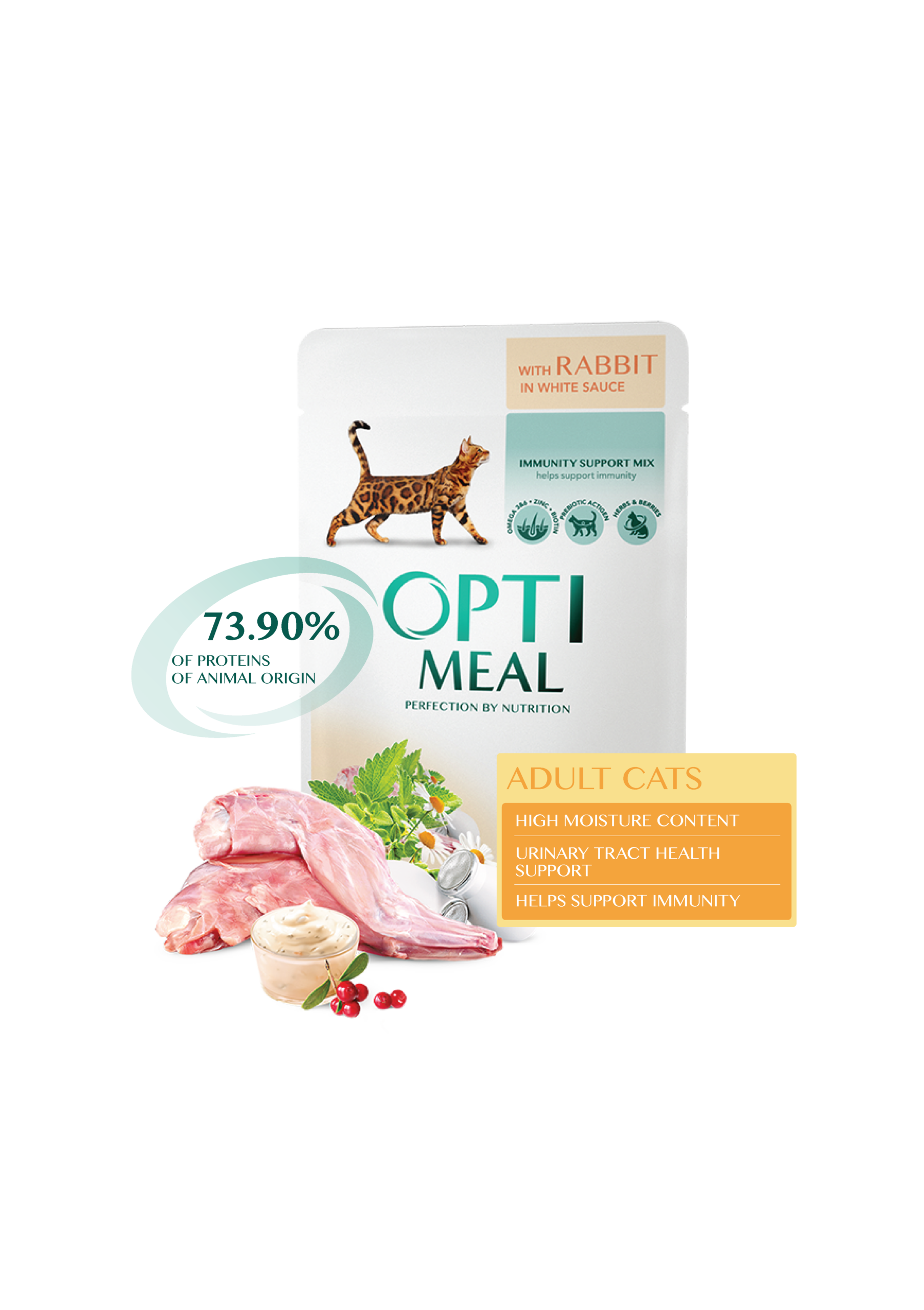 PAUCHI_CAT-11 (1) أوبتيمال سوبر بريميوم للقطط البالغة – لحم الأرانب في الصلصة البيضاء (85 غرام). - الصورة 1