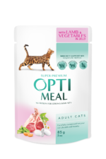 أوبتيمال سوبر بريميوم للقطط البالغة – لحم الضأن والخضروات في الهلام (85 غرام) - الصورة 3