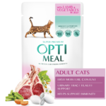 أوبتيمال سوبر بريميوم للقطط البالغة – لحم الضأن والخضروات في الهلام (85 غرام)