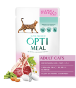 أوبتيمال سوبر بريميوم للقطط البالغة – لحم الضأن والخضروات في الهلام (85 غرام)