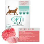 Optimeal Sterilised Adult Cats – Beef & Turkey Fillet in Jelly (85g)