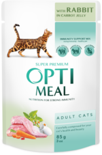 ⁦أوبتيمال سوبر بريميوم للقطط البالغة – لحم الأرانب في هلام الجزر (85 غرام).⁩ - الصورة ⁦2⁩