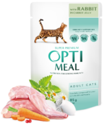 ⁦أوبتيمال سوبر بريميوم للقطط البالغة – لحم الأرانب في هلام الجزر (85 غرام).⁩ - الصورة ⁦3⁩