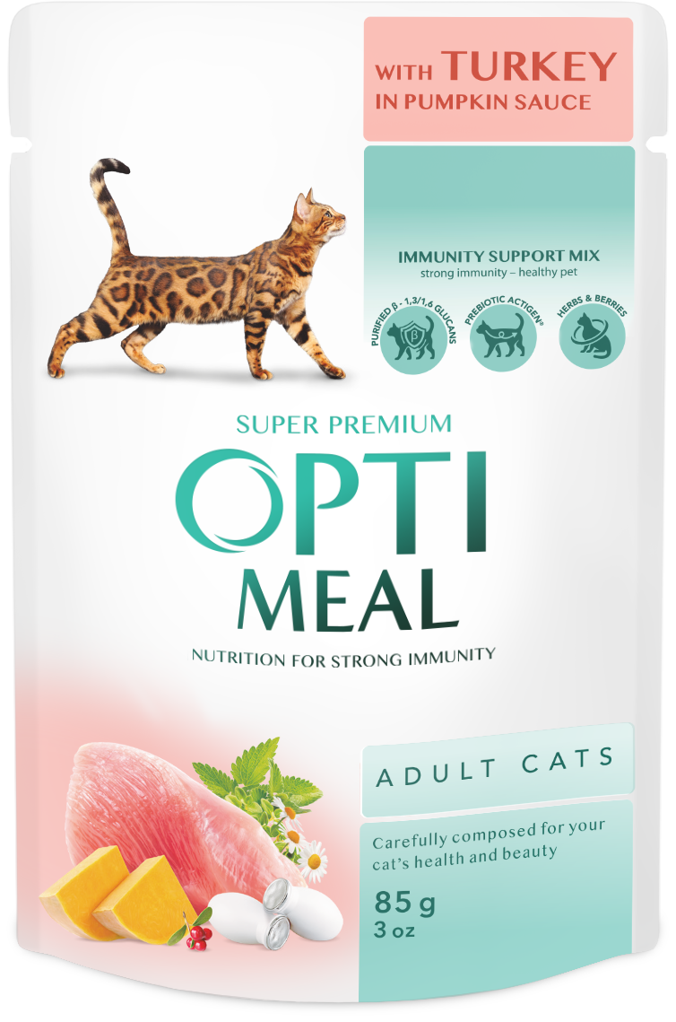 PAUCH_CAT_turkey_pampkin_tif Optimeal Adult Cats – Turkey in Pumpkin Sauce (85g) - Image 1